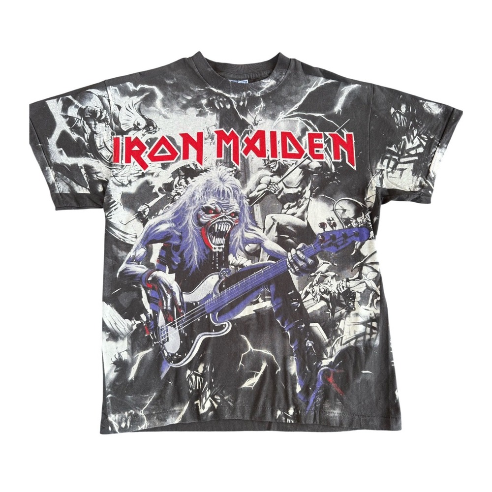 Vintage Iron Maiden AOP T-Shirt Size Large 90s Band Shirt REPRINT